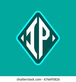 Colored monogram logo curved oval shape initial letter ip logo vector