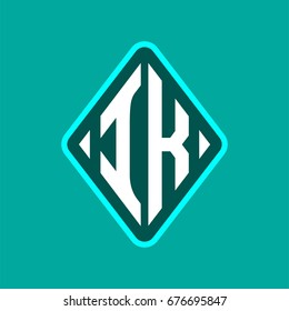 Colored monogram logo curved oval shape initial letter ik logo vector