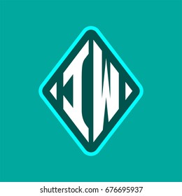 Colored monogram logo curved oval shape initial letter iw logo vector