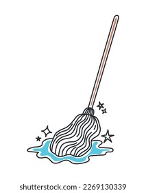 colored mop design over white