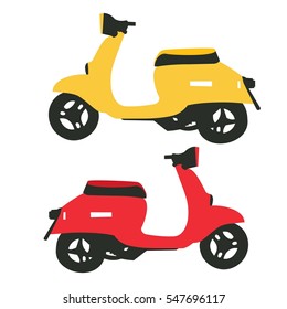 Colored mopeds. Vector, isolated object.