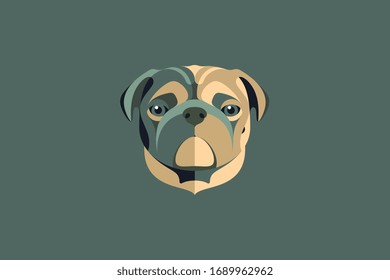 Colored Mops dog vector illustration in portrait mode
