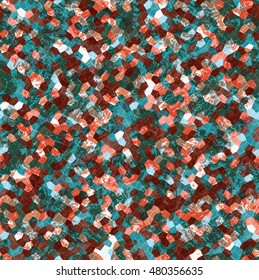 Colored mosaic brown.Hand drawn with ink and marker brush seamless background.