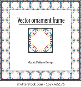Colored mosaic frame  geometric texture