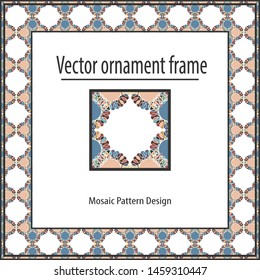 Colored mosaic frame vector decor