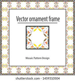 Colored mosaic frame vector decor