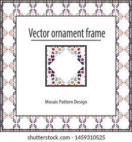Colored mosaic frame vector decor