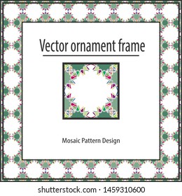 Colored mosaic frame vector decor
