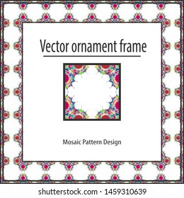 Colored mosaic frame vector decor