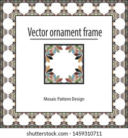 Colored mosaic frame vector decor