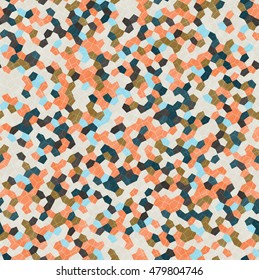 Colored mosaic orange.Hand drawn with ink and marker brush seamless background.