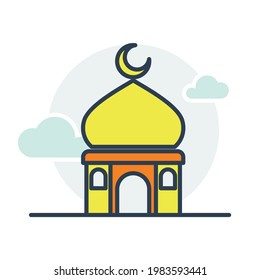 iconos de mezquita de colores, iconos islámicos