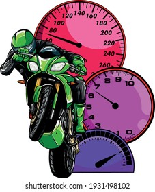 colored Motorbike with rider vector. Road motorcycle racing