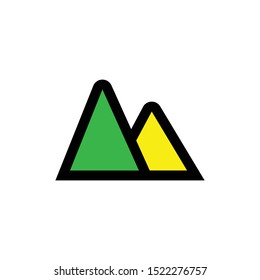 Colored mountain line vector single icon