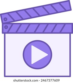 Icono de película coloreada. Icono de Vector de Cine Clapper y Jugar Botón. Concepto de industria cinematográfica, cinematografía y Producción de video