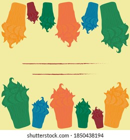 Colored muffin pattern for cards, invitation, menu, Vector.