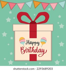 Colored multi layer happy birthday invitational card Vector