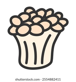 Colored mushroom single icon Enokidake
