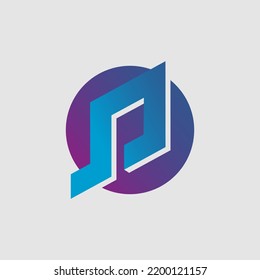 Colored Music Melody Logo with Letter P on the circle