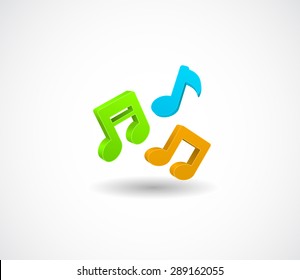 Colored Music Notes 3d Icon 