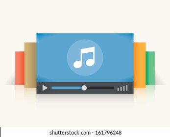 Colored music player windows in a row