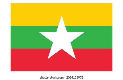 Colored Myanmar flag. Vector illustration of circle Myanmar flag