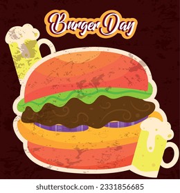 Colored national burger day template Vector