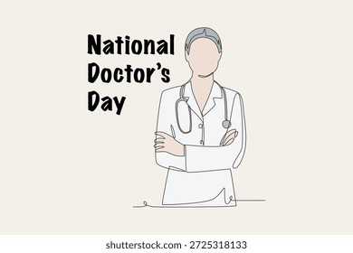 Desenho de uma linha do conceito do dia do médico nacional colorido