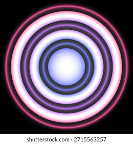 Farbige Neonkreise und Wellen auf schwarzem Hintergrund