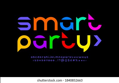Colored new font, rounded modern alphabet, trendy lowercase letters from A to Z and numbers from 0 to 9, vector illustration 10EPS