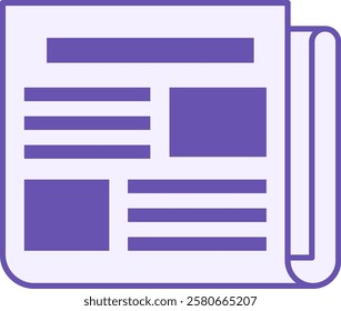Colored Newspaper Icon. Vector Icon. Printed Periodical with Latest News. Journalism Concept