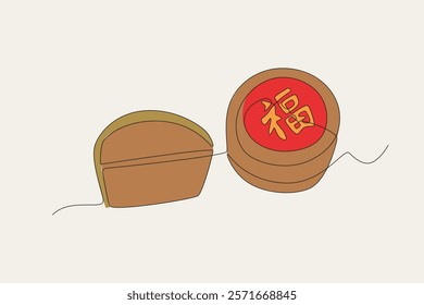 Colored nian gao concept one-line drawing
