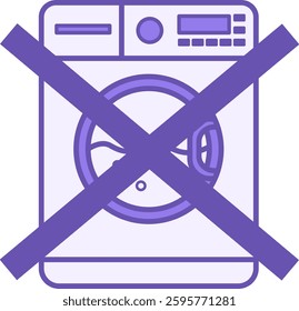 Colored No Machine Washing Icon. Vector Illustration. Machine Washing Delicate Clothes Prohibited. Sticker, Label. Material Characteristics Concept