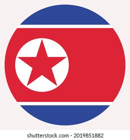 Colored North Korea flag. Vector illustration of circle North Korea flag