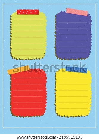 colored note paper for kids, template, banner, tape, sticker frame
