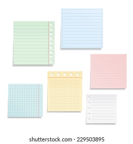 Colored Notebook Paper Sheets On White Stock Vector (Royalty Free ...