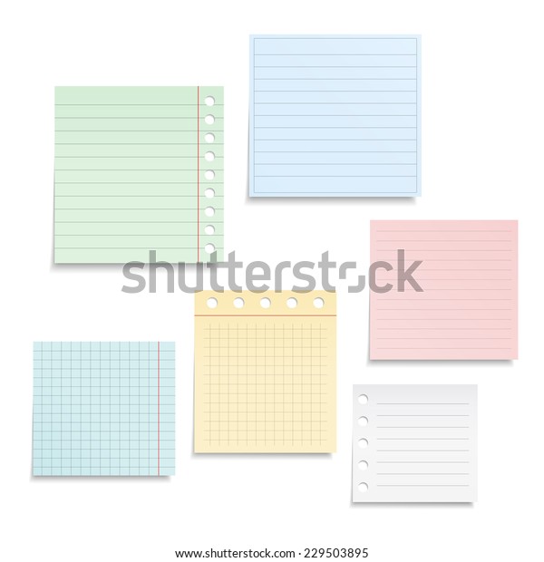 Colored Notebook Paper Sheets On White Stock Vector (Royalty Free ...