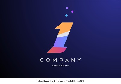 colored number 1 logo icon with dots. Yellow blue pink template design for a business or company