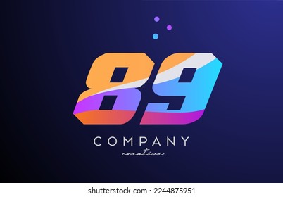 colored number 89 logo icon with dots. Yellow blue pink template design for a business or company