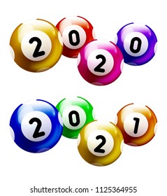 Colored Number Balls with year 2020 and 2021