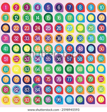 Colored Number Box 1-100 cute lids icn chart