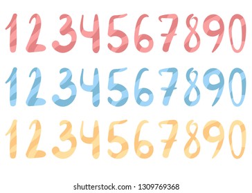 Colored numbers isolated on white background. Age font
