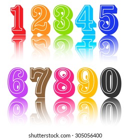 Colored numbers set. Numbers on a white background. Vector illustration