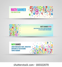 Colored numbers vector banner with copy space