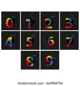 Colored Numerical digit. Holiday and party. Vector icon set