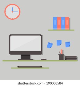 Colored office interior, flat design