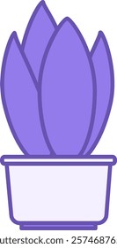 Colored Office Plant Icon. Vector Icon. Plant in Flower Pot. Interior Item. Office Concept