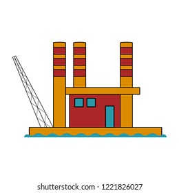 Colored oil ocean platform. Vector illustration design