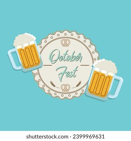 Colored oktoberfest poster flat design Vector illustration