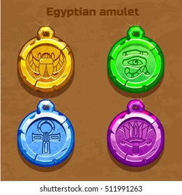 Colored old egyptian amulet, resource gaming element